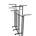 Heavy Duty 8-Way Straight Arm Clothing Rail – Adjustable Black Retail Display Stand  with Castors & Brakes