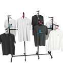 Heavy Duty 8-Way Straight Arm Clothing Rail – Adjustable Black Retail Display Stand  with Castors & Brakes