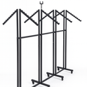 Heavy Duty 8-Way Waterfall Arm Clothing Rail - Adjustable Black Retail Display Stand  with Castors & Brakes