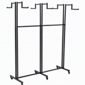 Heavy Duty 6-Way Step Arm Clothing Rail – Adjustable Black Retail Display Stand  with Castors & Brakes