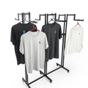 Heavy Duty 8-Way Step Arm Clothing Rail – Adjustable Black Retail Display Stand  with Castors & Brakes