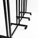 Heavy Duty 8-Way Step Arm Clothing Rail – Adjustable Black Retail Display Stand  with Castors & Brakes