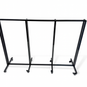 Heavy Duty 8-Way Step Arm Clothing Rail – Adjustable Black Retail Display Stand  with Castors & Brakes