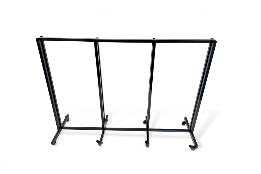 Heavy Duty 8-Way Step Arm Clothing Rail – Adjustable Black Retail Display Stand  with Castors & Brakes
