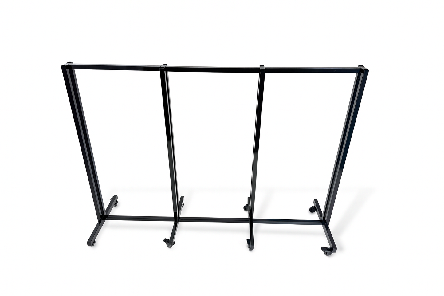 Heavy Duty 8-Way Waterfall Arm Clothing Rail - Adjustable Black Retail Display Stand  with Castors & Brakes