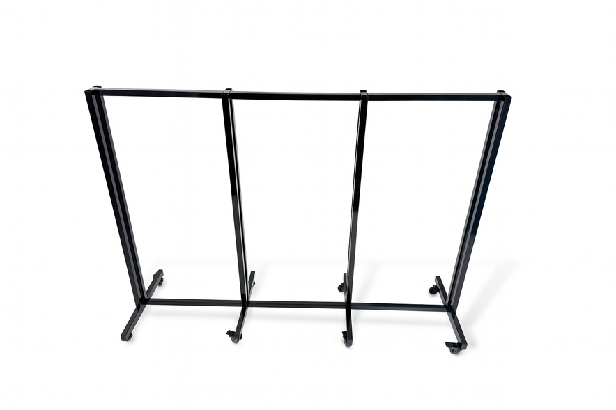 Heavy Duty 8-Way Waterfall Arm Clothing Rail - Adjustable Black Retail Display Stand  with Castors & Brakes