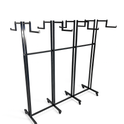 Heavy Duty 8-Way Step Arm Clothing Rail – Adjustable Black Retail Display Stand  with Castors & Brakes