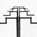 Heavy Duty 8-Way Step Arm Clothing Rail – Adjustable Black Retail Display Stand  with Castors & Brakes
