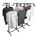 Heavy Duty 8-Way Step Arm Clothing Rail – Adjustable Black Retail Display Stand  with Castors & Brakes