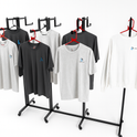 Heavy Duty 8-Way Step Arm Clothing Rail – Adjustable Black Retail Display Stand  with Castors & Brakes