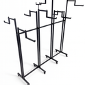 Heavy Duty 8-Way Step Arm Clothing Rail – Adjustable Black Retail Display Stand  with Castors & Brakes
