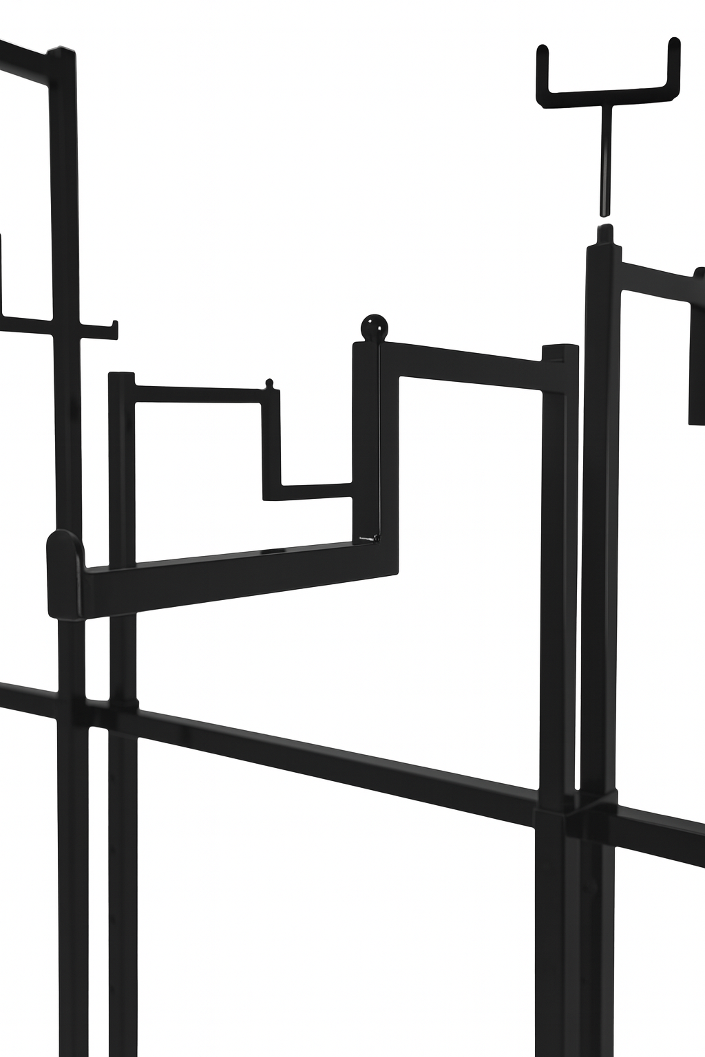 Heavy Duty 8-Way Step Arm Clothing Rail – Adjustable Black Retail Display Stand  with Castors & Brakes