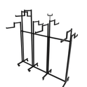 Heavy Duty 8-Way Step Arm Clothing Rail – Adjustable Black Retail Display Stand  with Castors & Brakes