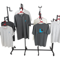 Heavy Duty 8-Way Step Arm Clothing Rail – Adjustable Black Retail Display Stand  with Castors & Brakes