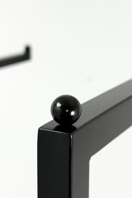 Heavy Duty 2-Way Step Arm Clothing Rail – Adjustable Black Retail Display Stand  with Castors & Brakes