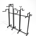 Heavy Duty 8-Way Step Arm Clothing Rail – Adjustable Black Retail Display Stand  with Castors & Brakes