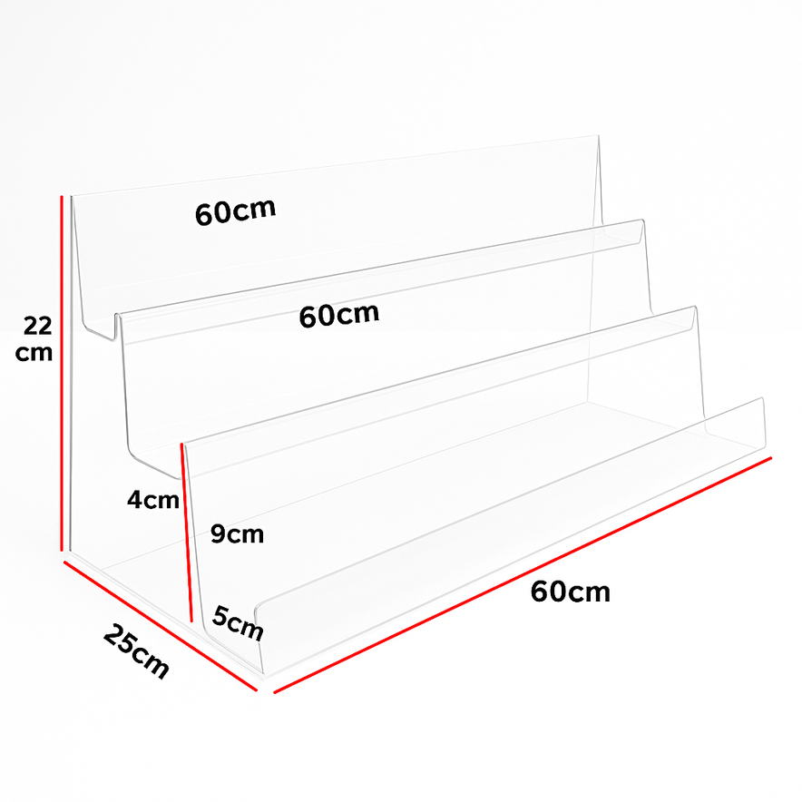 Large 3 tier acrylic with lip