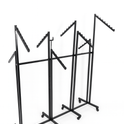 Heavy Duty 8-Way Waterfall Arm Clothing Rail - Adjustable Black Retail Display Stand  with Castors & Brakes
