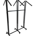 Heavy Duty 6-Way Waterfall Arm Clothing Rail – Adjustable Black Retail Display Stand  with Castors & Brakes