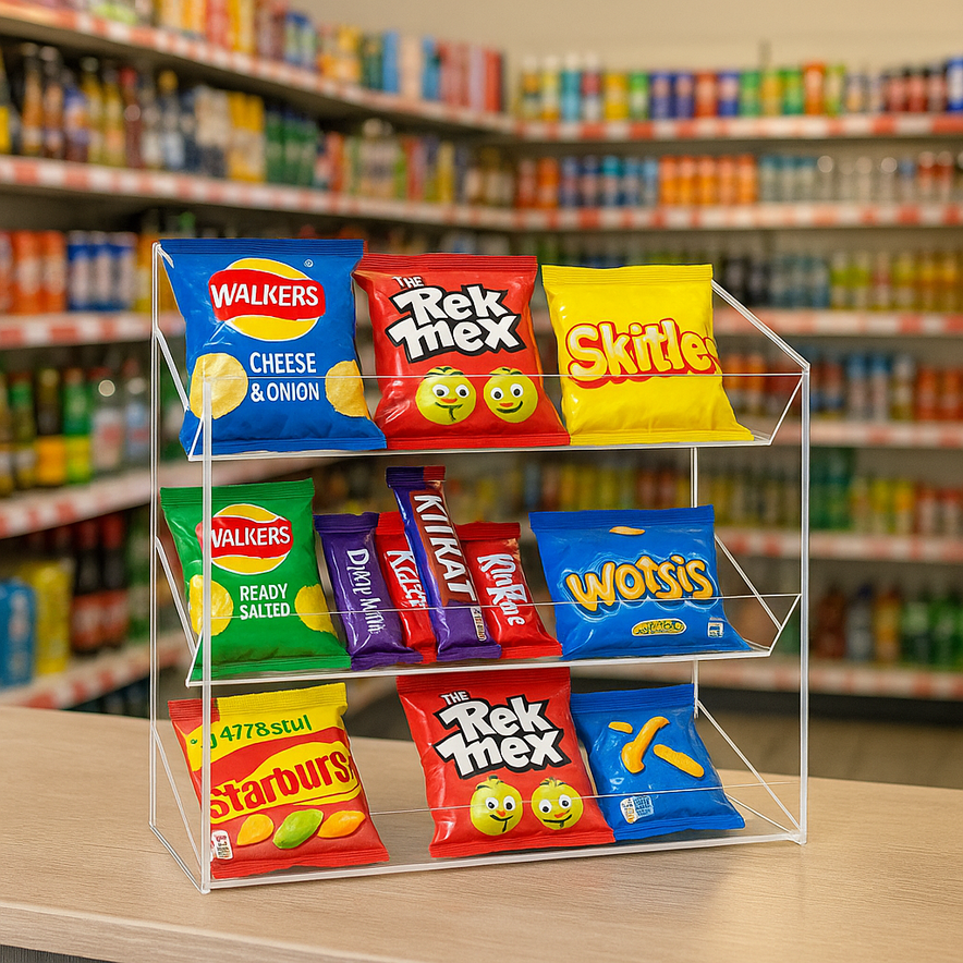 Clear Acrylic Confectionery Display Stand For Candy and Sweets Presentation