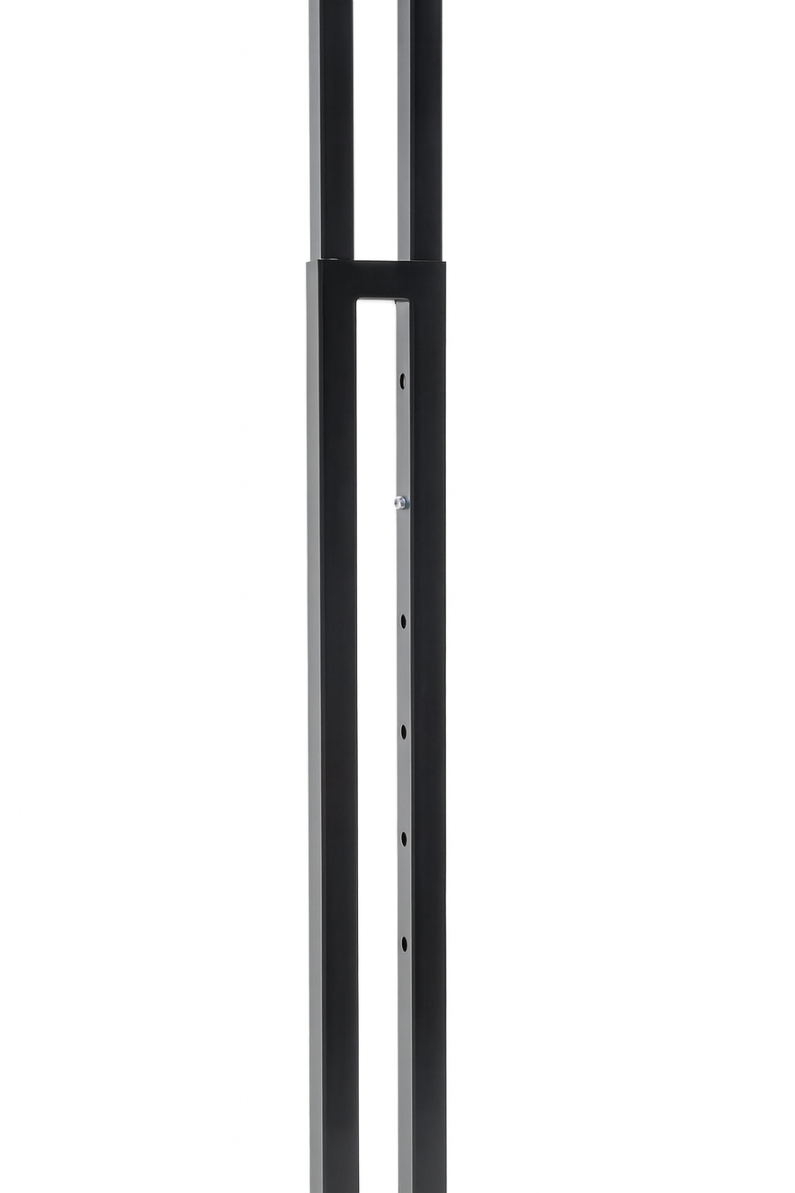 Heavy Duty 2-Way Straight Arm Clothing Rail – Adjustable Black Retail Display Stand  with Castors & Brakes