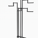 Heavy Duty 4-Way Step Arm Clothing Display Rail Stand –  Adjustable Black Retail Display Stand  with Castors & Brakes