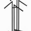 Heavy Duty 4-Way Waterfall Arm Clothing Rail – Adjustable Black Retail Display Stand  with Castors & Brakes