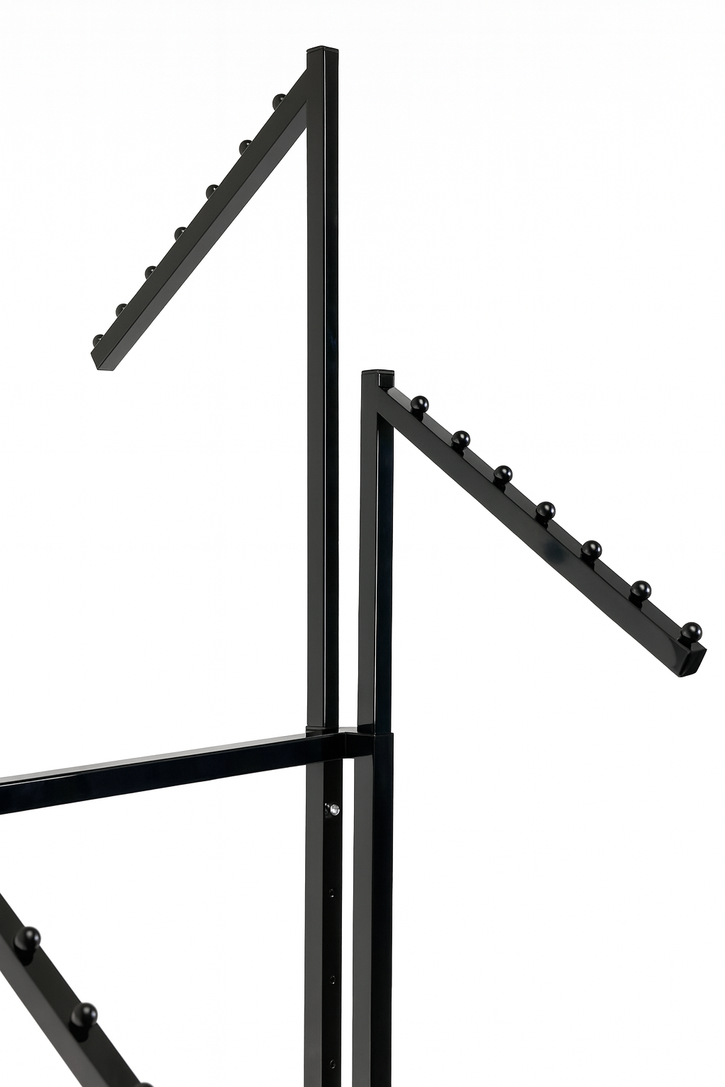 Heavy Duty 4-Way Waterfall Arm Clothing Rail – Adjustable Black Retail Display Stand  with Castors & Brakes