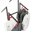 Heavy Duty 4-Way Waterfall Arm Clothing Rail – Adjustable Black Retail Display Stand  with Castors & Brakes