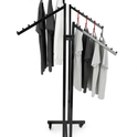 Heavy Duty 4-Way Waterfall Arm Clothing Rail – Adjustable Black Retail Display Stand  with Castors & Brakes