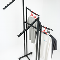 Heavy Duty 4-Way Waterfall Arm Clothing Rail – Adjustable Black Retail Display Stand  with Castors & Brakes