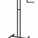 Heavy Duty 2-Way Step Arm Clothing Rail – Adjustable Black Retail Display Stand  with Castors & Brakes