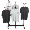 Heavy Duty 6-Way Straight Arm Clothing Rail – Adjustable Black Retail Display Stand with Castors & Brakes