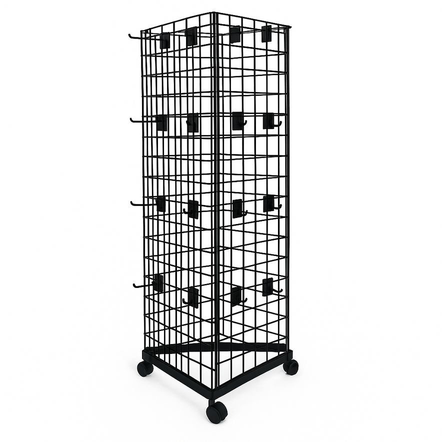 5ft Black Three-Way Grid Mesh Stand With Euro Hooks Included 105