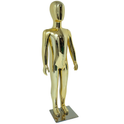 Gold Child Mannequin: Eco-Friendly Design with Rotatable Arms for Retail Displays