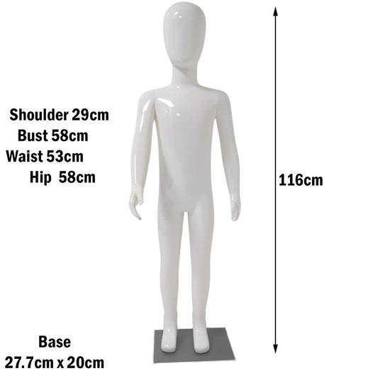 Childs Plastic Egg Head Display Mannequin – Glossy White-116cm