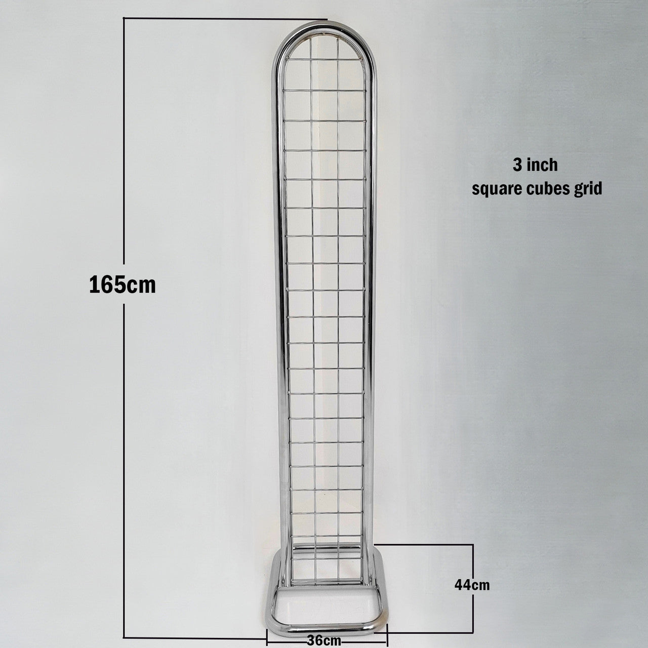 Chrome Gridmesh Tower Display for Retail & Exhibitions, Easy Assembly & Storage