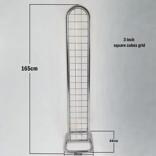 Chrome Gridmesh Tower Display for Retail & Exhibitions, Easy Assembly & Storage