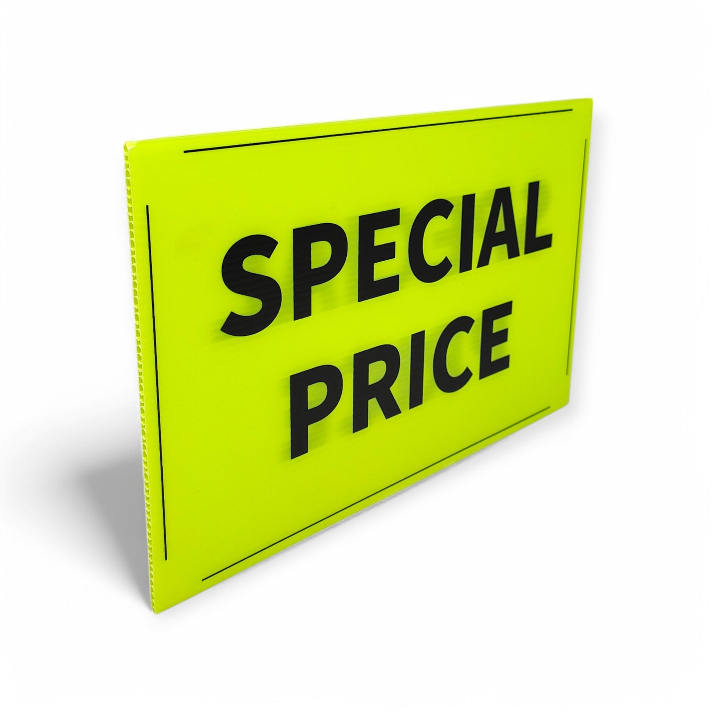 Black & Green Correx Market Promotion Card Sign Board Double-Sided & Waterproof