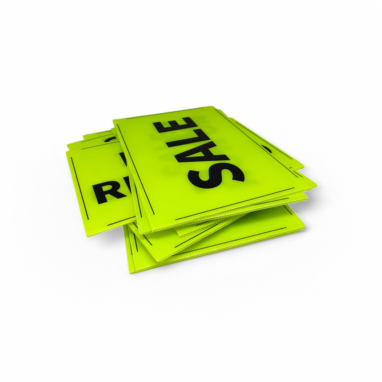 Black & Green Correx Market Promotion Card Sign Board Double-Sided & Waterproof