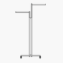 Heavy Duty 2-Way Straight Arm Clothing Rail – Adjustable Black Retail Display Stand  with Castors & Brakes