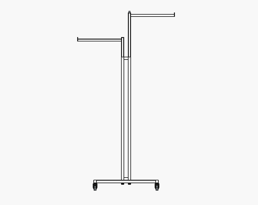 Heavy Duty 2-Way Straight Arm Clothing Rail – Adjustable Black Retail Display Stand  with Castors & Brakes