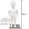 Child Plastic Egg Head Display Mannequin – Glossy White-70cm