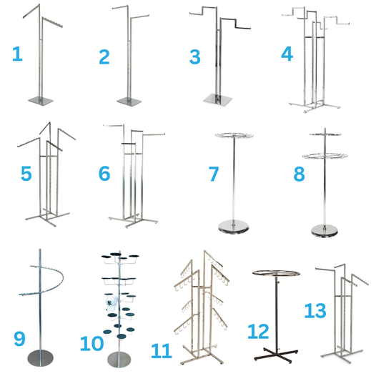 Heavy Duty Fashion Rails 4 / 2 Way, Spiral, Circular Rail, 1 Or 2 Tier Hat Stand