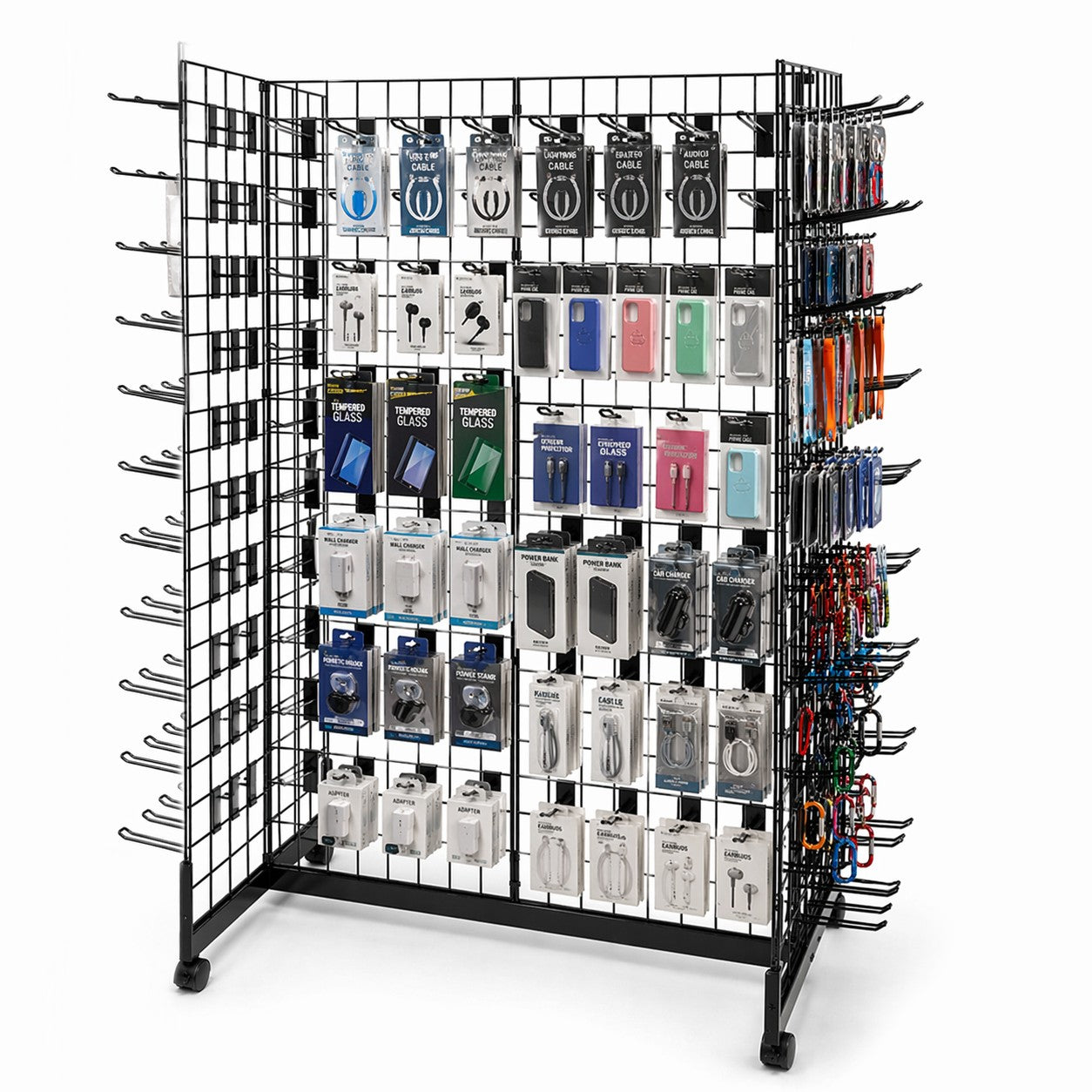 5ft Black Grid Mesh 'H' Stand Gondola Stand With 288x Euro Hooks