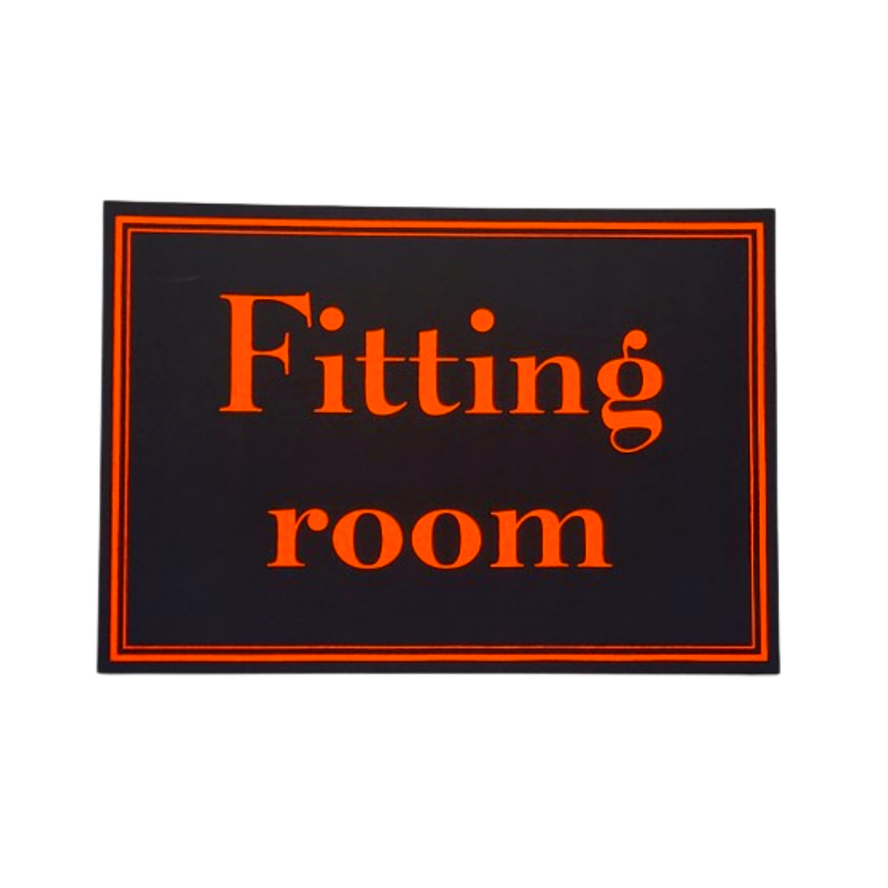 Black signage board-FITTING ROOM