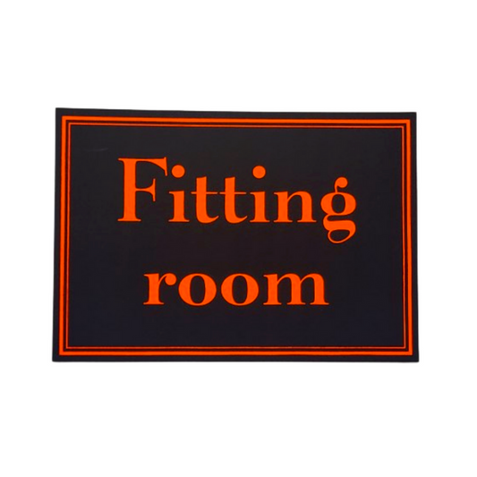 Black signage board-FITTING ROOM