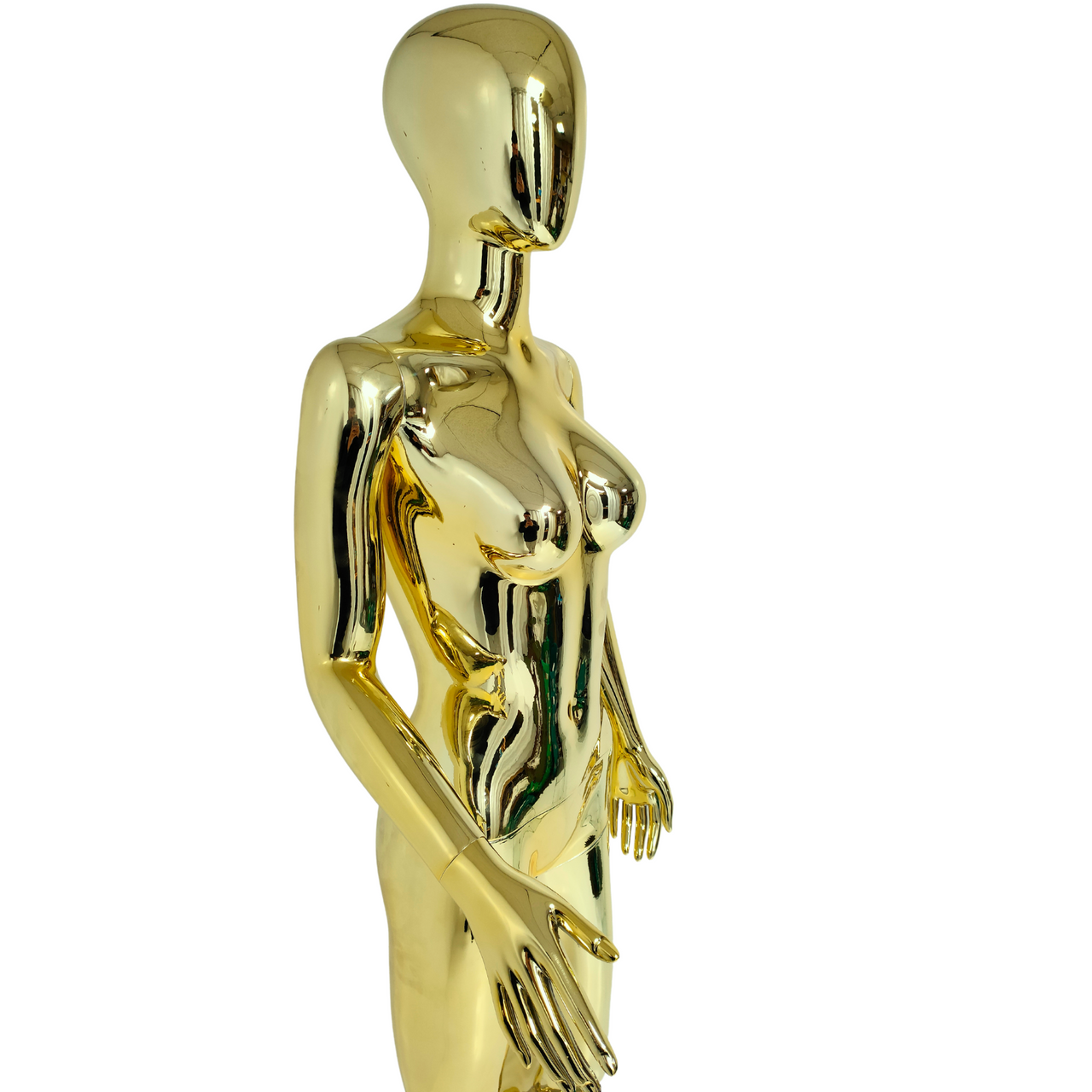 Gold Luxury Female Mannequin - Eye-Catching Display with Stable Metal Base