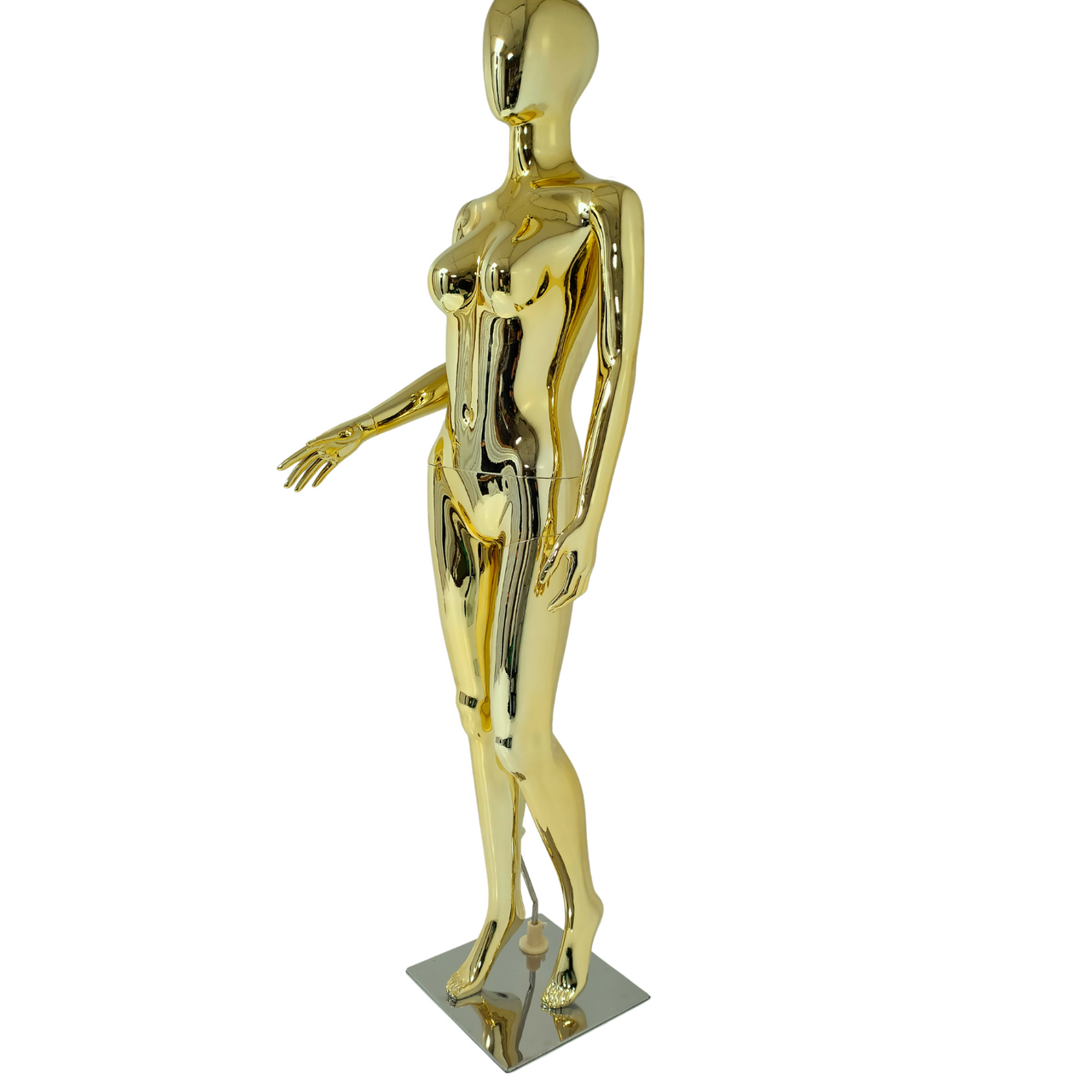 Gold Luxury Female Mannequin - Eye-Catching Display with Stable Metal Base