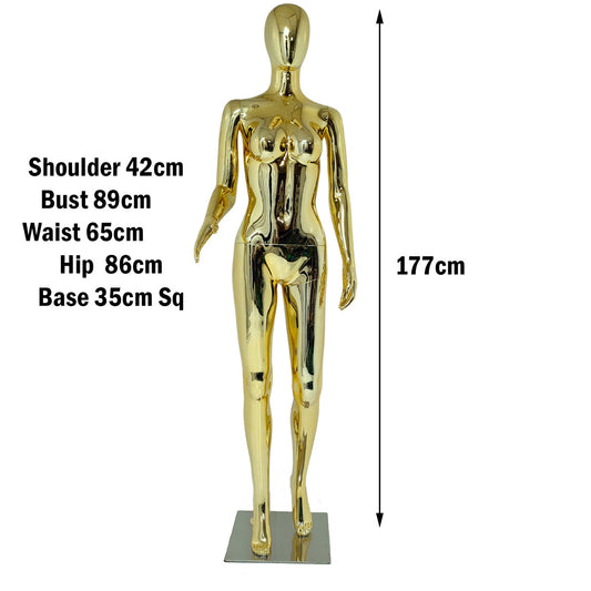 Gold Luxury Female Mannequin - Eye-Catching Display with Stable Metal Base